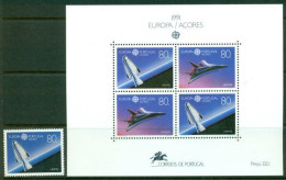 PORTUGAL – AZORES 1991 Mi 415 + BL 12** Europa CEPT – Space [B394] - 1991