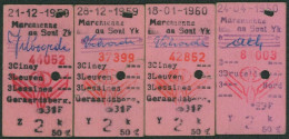 Belgique - 1959/60 : Lot De 4 Tickets Marchienne-au-pont Zk (Vilvoord Manuscrit) Ciney-Leuven-Lessines-Geraarsbergen - Europe