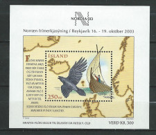 Iceland 2003 International Stamp Exhibition NORDIA '03 - Reykjavik, Iceland,birds,ship,map, S/S  MNH** - Nuevos