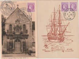 Cérès De Mazelin, 2 Cartes Obl: Journée Du Timbre Chalons Sur Marne 29/6/46 + Congrès FAMMAC  Dijon. Collection BERCK. - 1945-47 Ceres De Mazelin