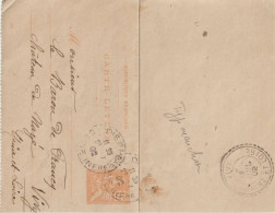 VP 63 . Entier Postal Sur Mini Courrier à Découper . Type Mouchon . Cachet Arrondi Tirets . Cachet Dieppe . 1902 . - Standaardomslagen En TSC (Voor 1995)