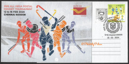 India 2024 35th All India Postal Hockey Tournament,Sport,Games,Punjab,Tamil Nadu,Odisha, Golden Picture Postcard (**) - Lettres & Documents