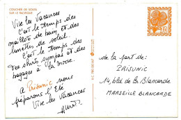 CPM Publicitaire PRISUNIC Marseille Blancarde - "Coucher De Soleil Sur La Martinique" - Simili Entier Timbre Pensée - Private Stationery