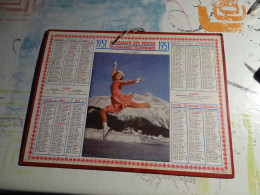 Calendrier  Almanach Des Postes 1951 Grace Et élégance Danseuse Patins à Glace Lac Montagne - Big : 1941-60
