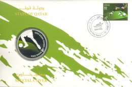 QATAR.  - 2006 - FDC STAMP WITH SILVER COIN OF 15th  ASIAN GAMES, DOHA. - Qatar