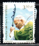 POLONIA POLAND POLSKA 2005 PAPA POPE JOHN PAUL II GIOVANNI PAOLO 3.50z USED USATO OBLITERE' - Used Stamps