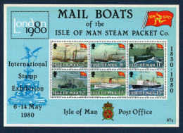 Calf Of Man, Isle De Man, **, Yv BF 3, Mi BL 3, SG MS 176, Bateaux, - Man (Ile De)