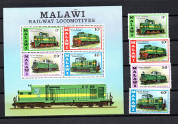 Malawi 1976 Set Railroad/Trains/Eisenbahn Stamps (Michel 267/70 + Bl. 45) MNH - Malawi (1964-...)