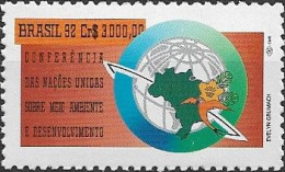 BRAZIL - UN CONFERENCE ON ENVIRONMENTAL DEVELOPMENT, RIO (Cr$ 3.000, GLOBE AND MAP OF BRAZIL) 1992 - MNH - Environment & Climate Protection