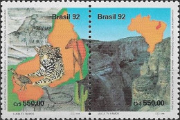 BRAZIL - SE-TENANT SERRA DA CAPIVARA NATIONAL PARK 1992 - MNH - Environment & Climate Protection