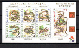 Gibraltar 2001 Set Snakes/Reptiles Stamps (Michel 955/61 Klb) MNH - Gibraltar