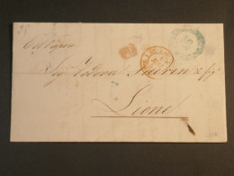 DJ 3   ITALIA    BELLE  LETTRE SIGNEE  1854 NAPOLI A LIONE  + +AFF. INTERESSANT+++++ - Lombardo-Veneto