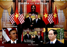 Saint Vincent 2016 Obama Visits Vietnam 4v M/s, Mint NH, History - American Presidents - Flags - Politicians - St.Vincent (1979-...)