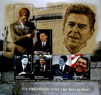 Saint Vincent & The Grenadines 2014 Mayreau, US Presidents Visit The Berlin Wall 6v M/s, Mint NH, History - American P.. - St.Vincent & Grenadines