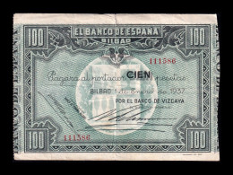 España Spain Guerra Civil 100 Pesetas Bilbao 1937 Pick S565f Mbc Vf - 100 Pesetas