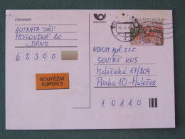 Czech Republic 2001 Stationery Postcard 5.40 Kcs Prague Sent Locally - Cartas & Documentos