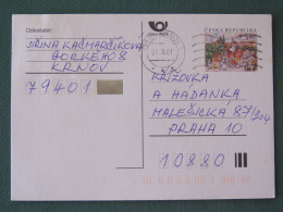 Czech Republic 2001 Stationery Postcard 5.40 Kcs Prague Sent Locally - Briefe U. Dokumente