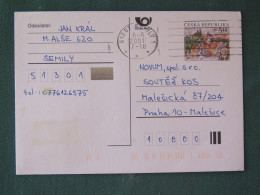 Czech Republic 2001 Stationery Postcard 5.40 Kcs Prague Sent Locally - Briefe U. Dokumente