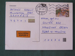 Czech Republic 2001 Stationery Postcard 5.40 Kcs Prague Sent Locally - Cartas & Documentos