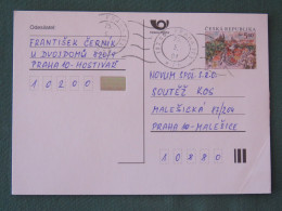 Czech Republic 2001 Stationery Postcard 5.40 Kcs Prague Sent Locally - Cartas & Documentos