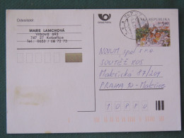 Czech Republic 2001 Stationery Postcard 5.40 Kcs Prague Sent Locally - Briefe U. Dokumente