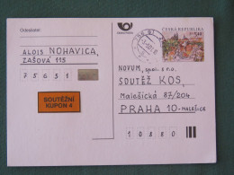 Czech Republic 2001 Stationery Postcard 5.40 Kcs Prague Sent Locally - Briefe U. Dokumente