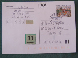 Czech Republic 2001 Stationery Postcard 5.40 Kcs Prague Sent Locally - Briefe U. Dokumente