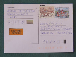 Czech Republic 2001 Stationery Postcard 5 Kcs Prague Sent Locally + Church - Briefe U. Dokumente