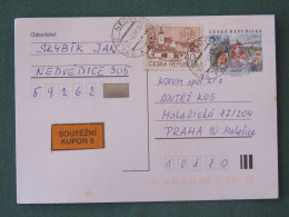 Czech Republic 2001 Stationery Postcard 5 Kcs Prague Sent Locally + Church - Lettres & Documents