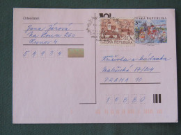 Czech Republic 2001 Stationery Postcard 5 Kcs Prague Sent Locally + Church - Briefe U. Dokumente