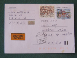 Czech Republic 2001 Stationery Postcard 5 Kcs Prague Sent Locally + Church - Cartas & Documentos