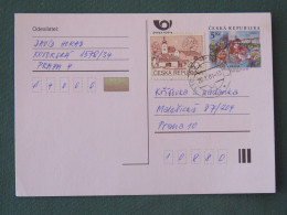 Czech Republic 2001 Stationery Postcard 5 Kcs Prague Sent Locally + Church - Cartas & Documentos