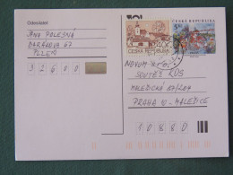 Czech Republic 2001 Stationery Postcard 5 Kcs Prague Sent Locally + Church - Storia Postale