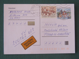 Czech Republic 2001 Stationery Postcard 5 Kcs Prague Sent Locally + Church - Briefe U. Dokumente