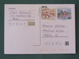 Czech Republic 2001 Stationery Postcard 5 Kcs Prague Sent Locally + Church - Briefe U. Dokumente