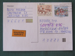 Czech Republic 2001 Stationery Postcard 5 Kcs Prague Sent Locally + Church - Cartas & Documentos