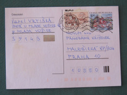 Czech Republic 2001 Stationery Postcard 5 Kcs Prague Sent Locally + Church - Storia Postale