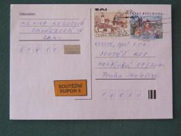 Czech Republic 2001 Stationery Postcard 5 Kcs Prague Sent Locally + Church - Lettres & Documents