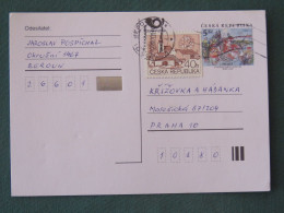 Czech Republic 2001 Stationery Postcard 5 Kcs Prague Sent Locally + Church - Briefe U. Dokumente