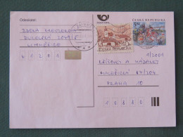 Czech Republic 2001 Stationery Postcard 5 Kcs Prague Sent Locally + Church - Cartas & Documentos