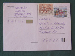 Czech Republic 2001 Stationery Postcard 5 Kcs Prague Sent Locally + Church - Cartas & Documentos