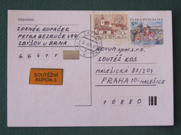 Czech Republic 2001 Stationery Postcard 5 Kcs Prague Sent Locally + Church - Briefe U. Dokumente