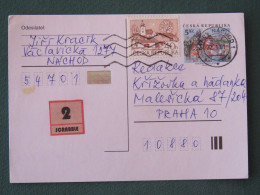 Czech Republic 2001 Stationery Postcard 5 Kcs Prague Sent Locally + Church - Lettres & Documents