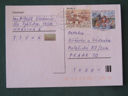 Czech Republic 2001 Stationery Postcard 5 Kcs Prague Sent Locally + Church - Cartas & Documentos