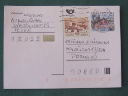 Czech Republic 2001 Stationery Postcard 5 Kcs Prague Sent Locally + Church - Briefe U. Dokumente