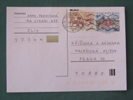 Czech Republic 2001 Stationery Postcard 5 Kcs Prague Sent Locally + Church - Cartas & Documentos