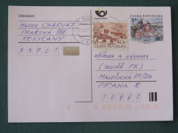 Czech Republic 2001 Stationery Postcard 5 Kcs Prague Sent Locally + Church - Cartas & Documentos