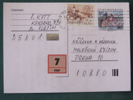 Czech Republic 2001 Stationery Postcard 5 Kcs Prague Sent Locally + Church - Briefe U. Dokumente