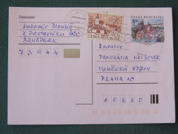 Czech Republic 2001 Stationery Postcard 5 Kcs Prague Sent Locally + Church - Briefe U. Dokumente