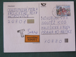 Czech Republic 2001 Stationery Postcard 5 Kcs Prague Sent Locally From Horovice + Church, TAX Cancel - Brieven En Documenten